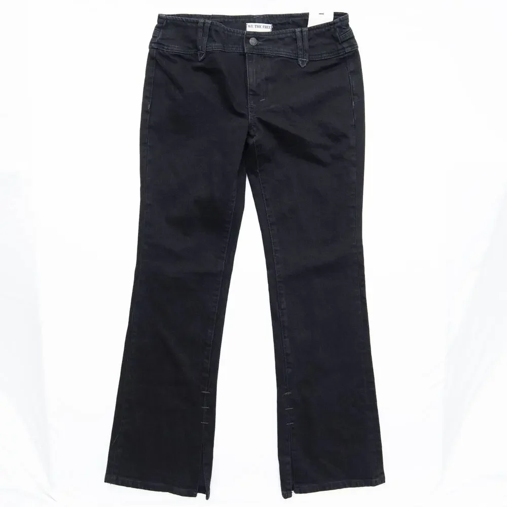 New Free People We The Free Black Stillwater Low Rise Flare Jeans Size 28